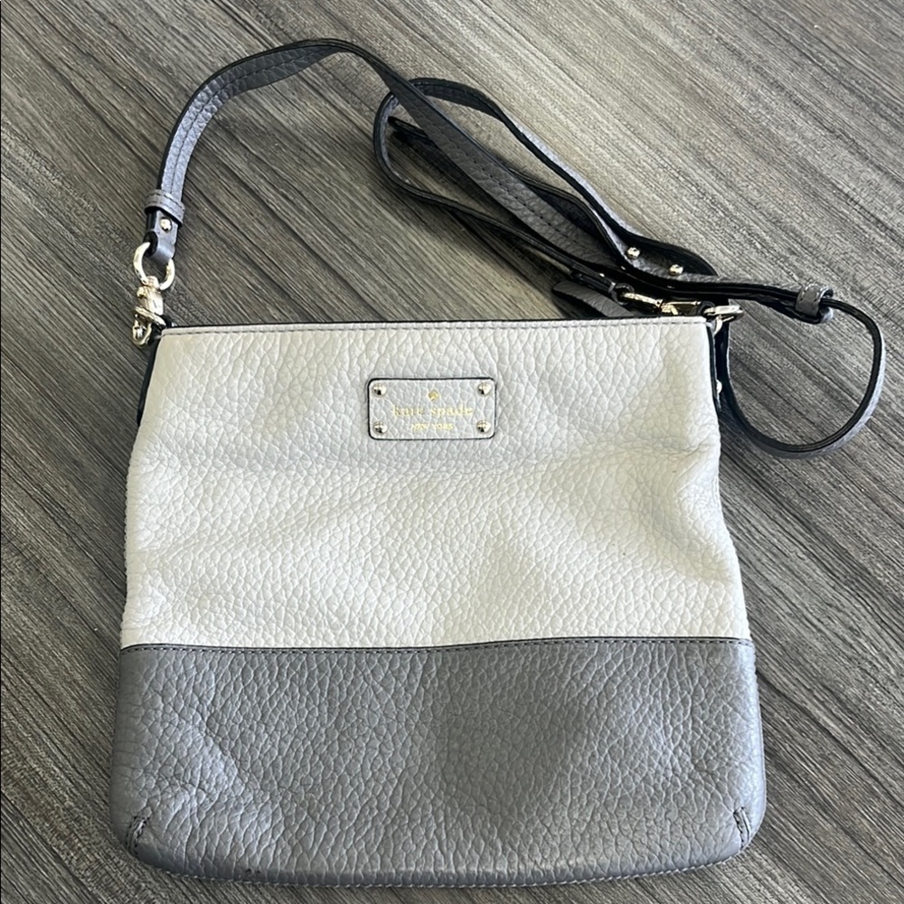 Kate Spade Two-Tone Gray  Crossbody Leather Shoulder Bag